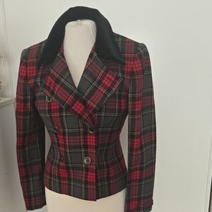 Rena Rowan Red and Black Plaid Blazer